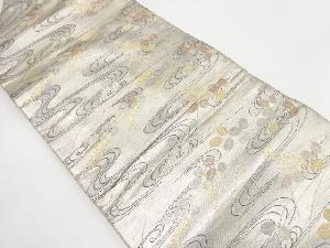 流水に萩模様織り出し　名古屋帯